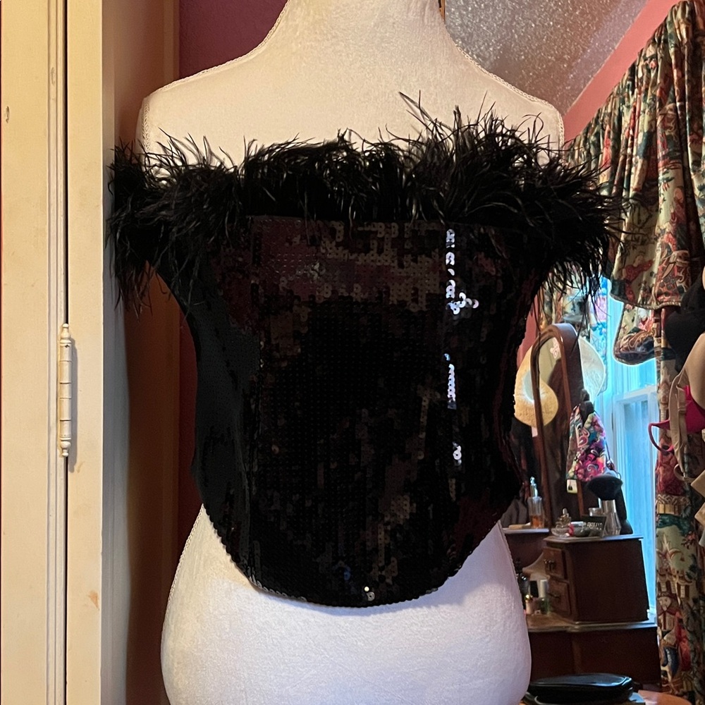 Express Black Sequin Tube Top
